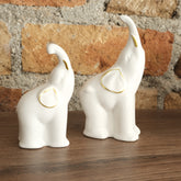 Elefantes Decorativos x2 En Cerámica Lafe
